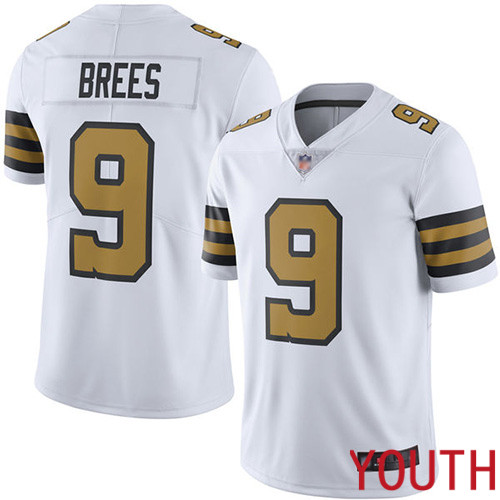 New Orleans Saints Limited White Youth Drew Brees Jersey NFL Football #9 Rush Vapor Untouchable Jersey